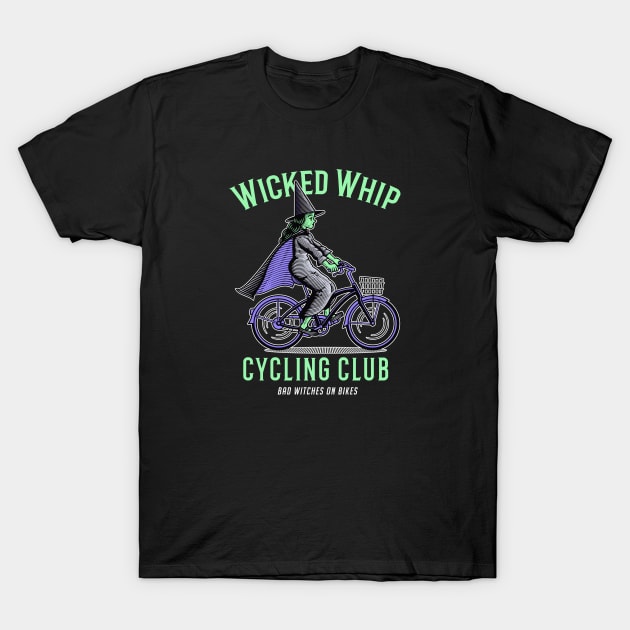 Funny Witch on Bicycle // Wicked Whip Cycling Club T-Shirt by SLAG_Creative